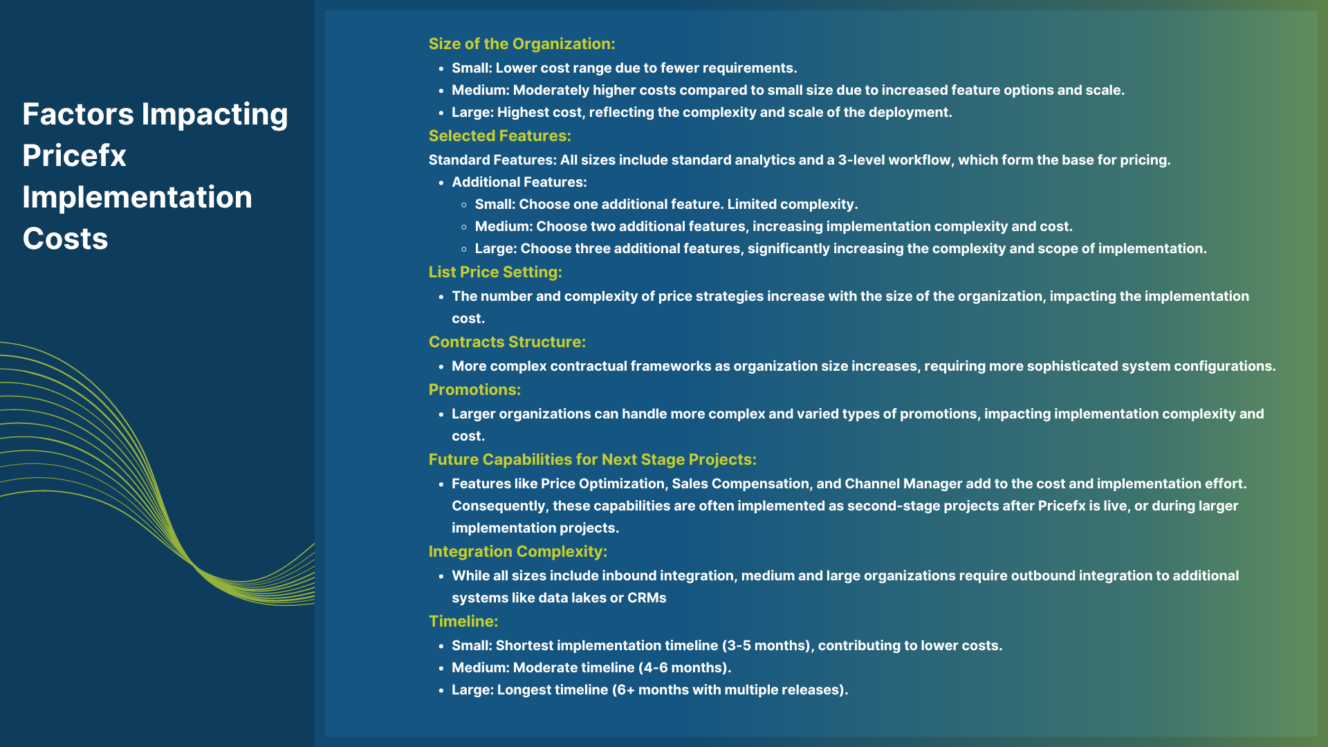 Factors Impacting Pricefx Implementation Costs