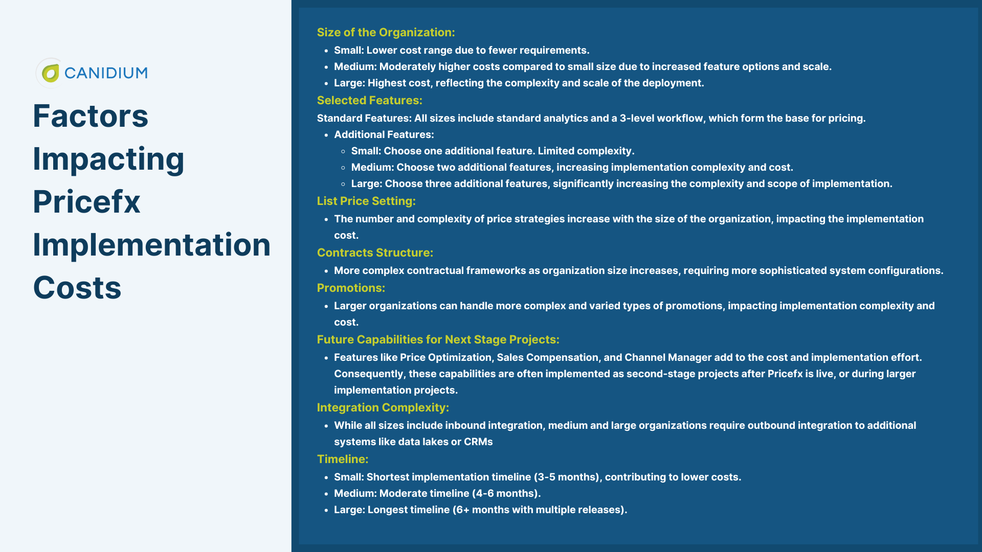 Factors Impacting Pricing Software Implementation Costs